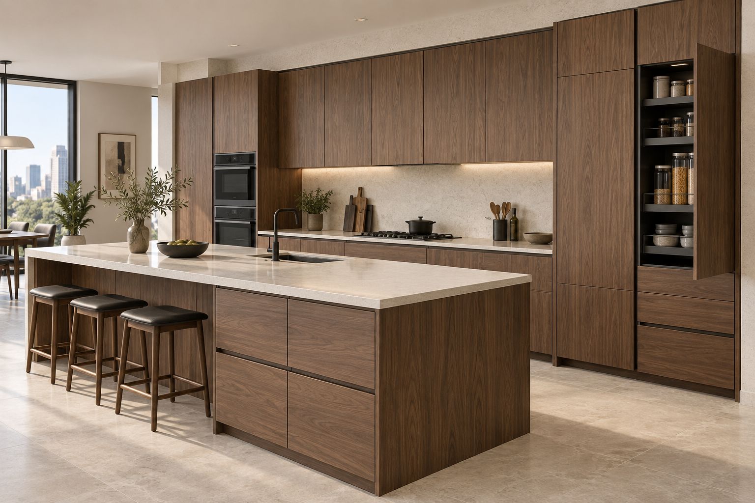 Walnut kitchen cabinet custom cabinetry product development visualization